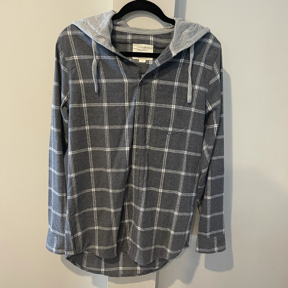 Grey flannel with hood NWOT
